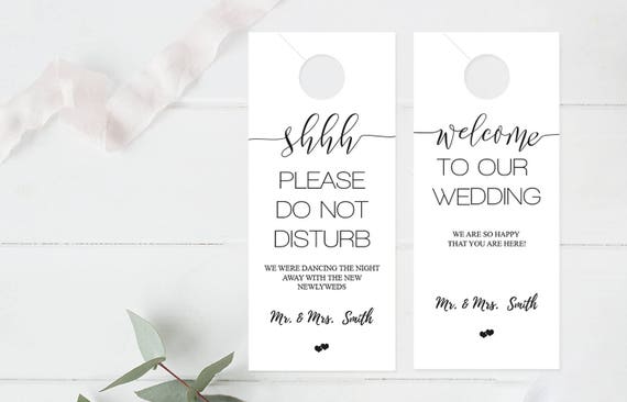 Wedding Door Hanger Template Please Do Not Disturb Door Etsy