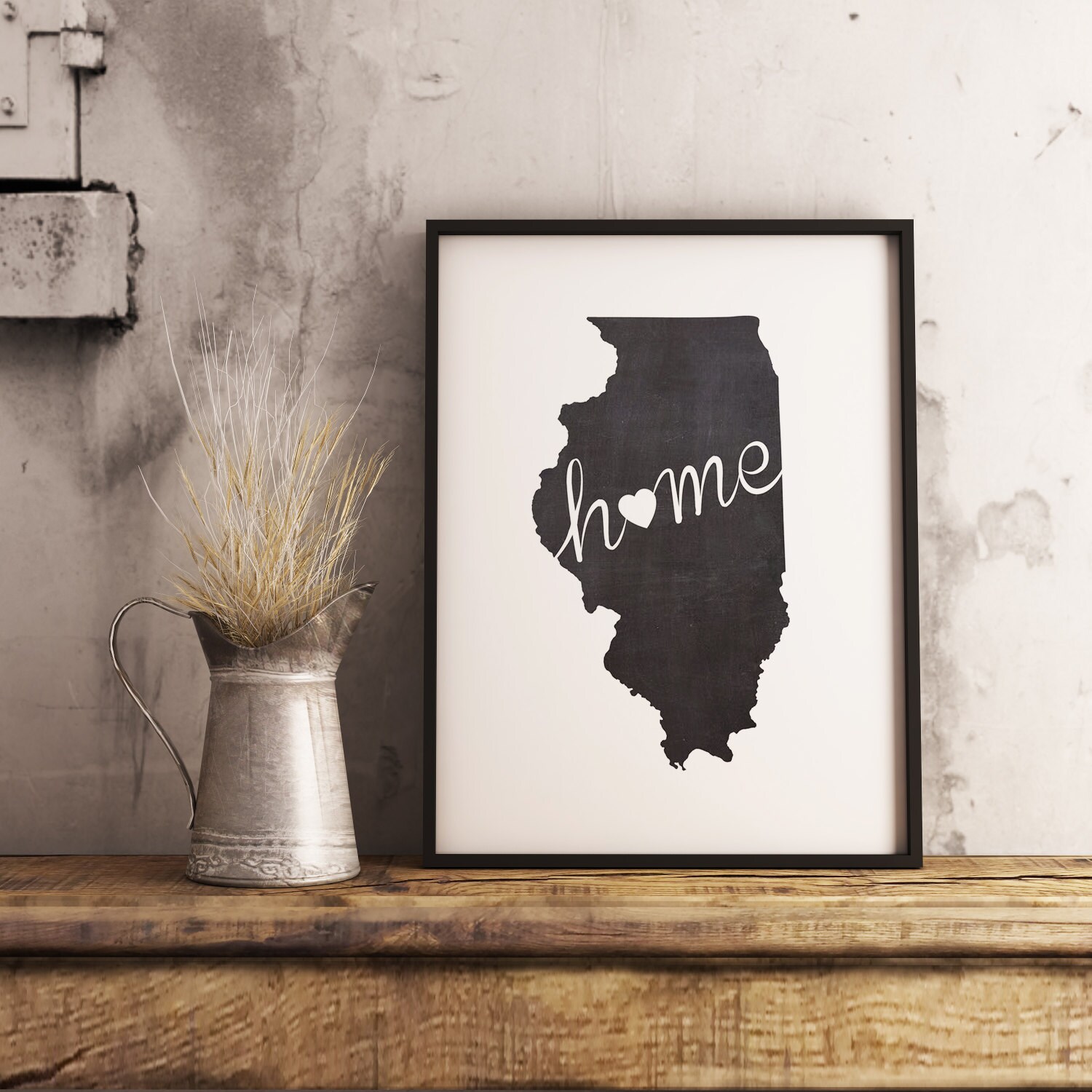 Illinois Wall Art Chalkboard Home Printable Poster State of Etsy