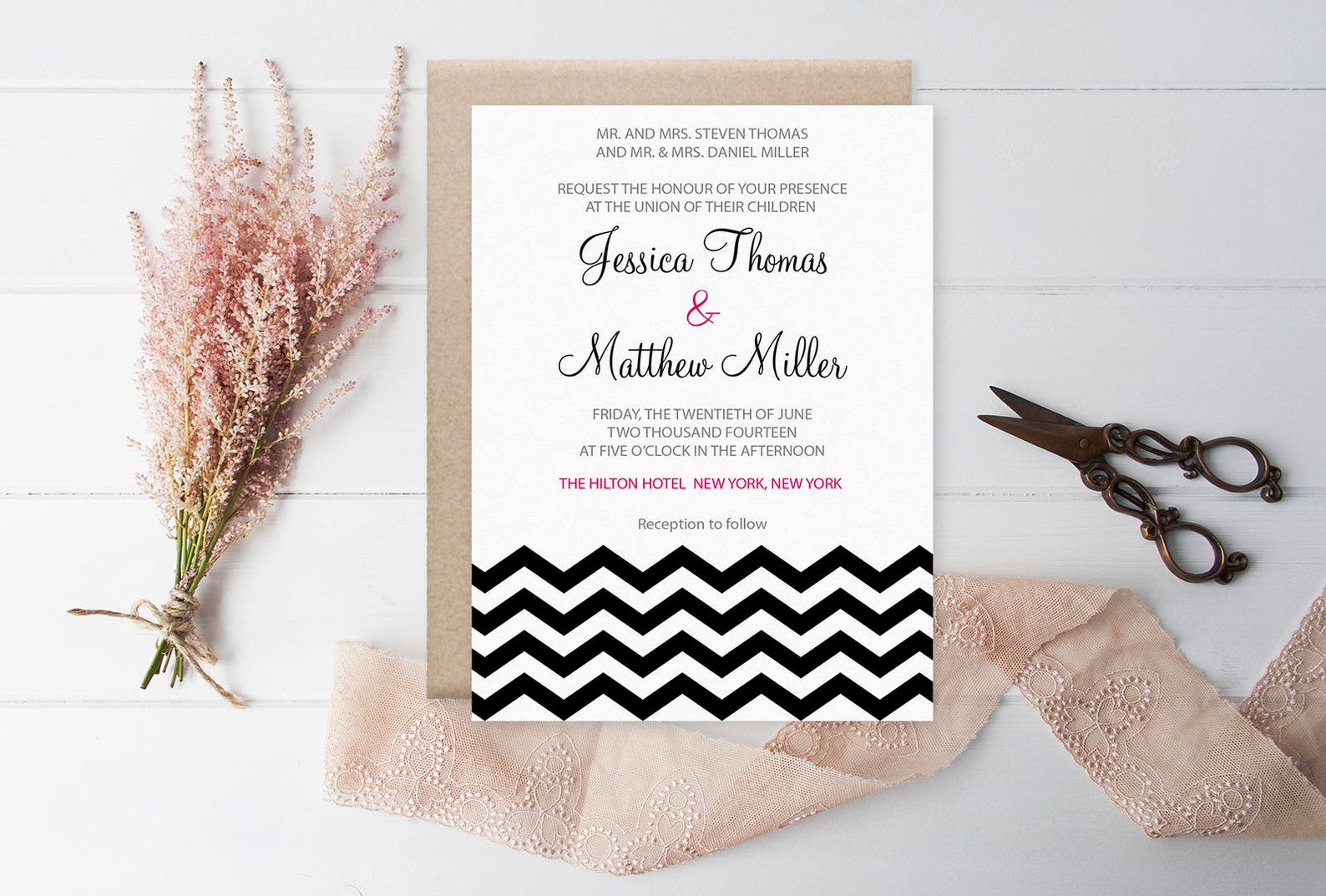 Wedding Invitation Suite Templates Black Chevron Wedding