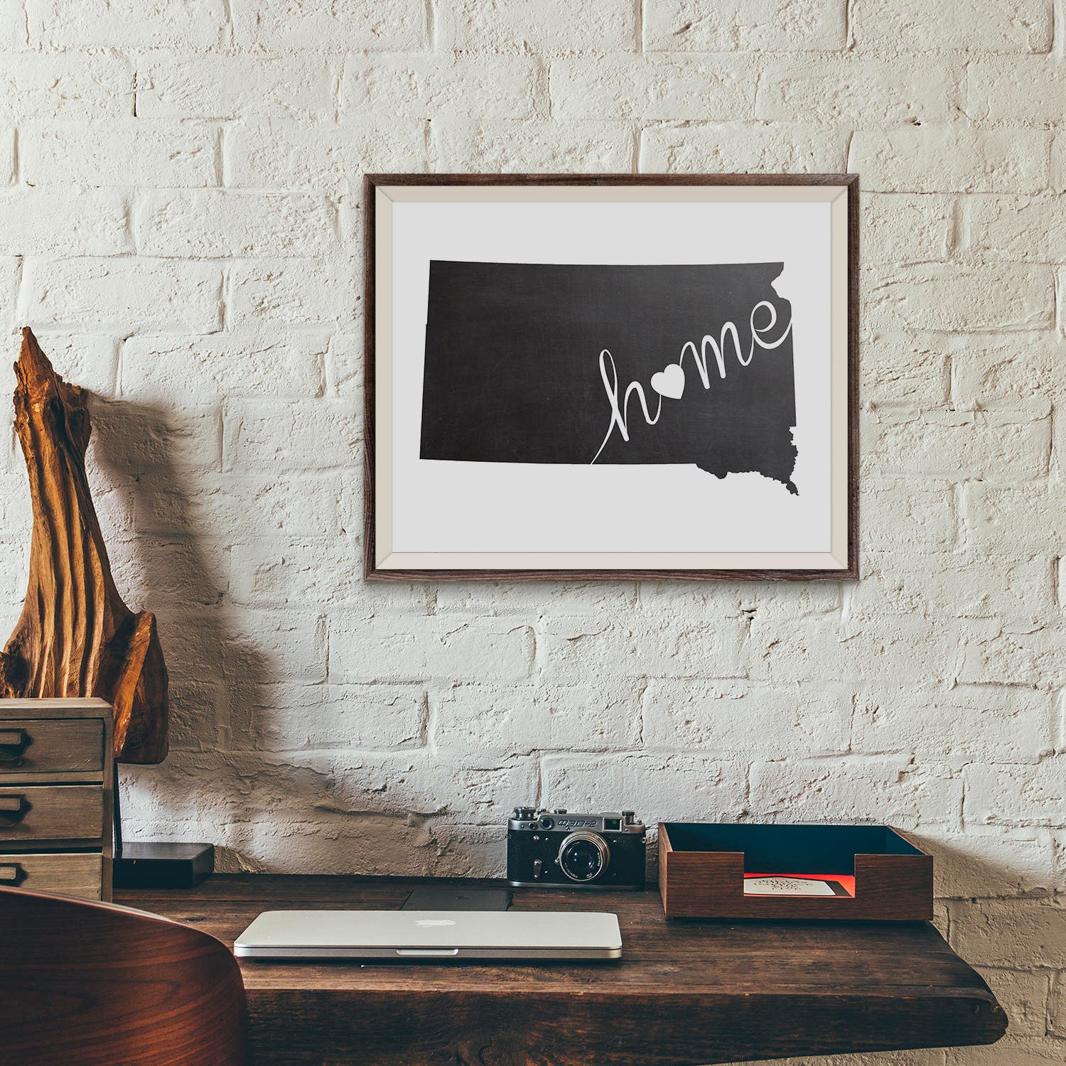 South Dakota Wall Art Chalkboard Home Poster State of South | Etsy