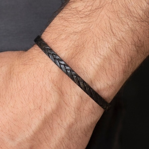 Boho bracelet men, Men&#39;s Jewelry, Black bracelet for men, Vegan Bracelet, Stackable Bracelet men, Husband Gift, Urban bracelet, Thin