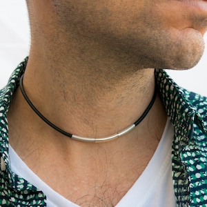 Men&#39;s Necklace - Men&#39;s Choker Necklace - Men&#39;s Leather Necklace - Men&#39;s Jewelry - Men&#39;s Gift - Boyfriend Gift - Guys Jewelry