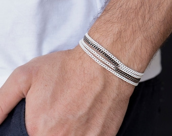 Men's Bracelet - Men's Wrap Bracelet - Men's Chain Bracelet - Men's Silver Bracelet - Men's Jewelry - Men's Gift - Boyfriend Gift - Husband