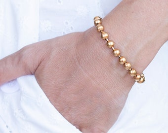 Gold Ball Bracelet - Gold Chain Bracelet - Gold Link Bracelet - Gold Minimal Bracelet - Minimalist Bracelet - Stacking Bracelet - Layring