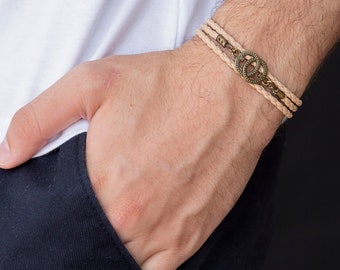 Mens Bracelet, Mens Vegan leather Bracelet, Mens Infinity Bracelet, Mens Jewelry, Mens Gift, Boyfriend Gift, Husband Gift,