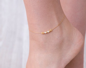 Bracelet de cheville en or - Bracelet de cheville en or - Bracelets de cheville pour femme - Bijoux de pied - Bracelet de pied - Bracelet de cheville de mariée - Bijoux d'été - Bijoux de plage
