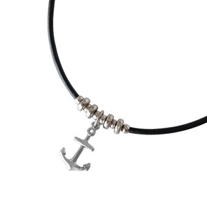 Men Necklace - Men Choker Necklace - Men Leather Necklace - Men Anchor Necklace - Men Jewelry - Men Gift - Boyfriend Gift - Guys Necklace