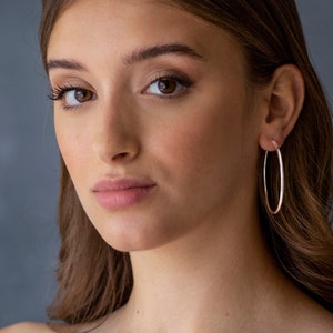 Statement sterling silver hoop earrings, Round Hoop Earrings, 925 Sterling Silver Jewelry, Plain SIlver Hoops, Sterling Hoops, 50 mm 2 inch