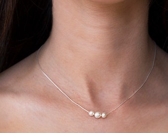 Silver Pearl Necklace - Simple Pearl Necklace - Pearl Jewelry - June Birthstone - Delicate Necklace - Minimal Necklace - Minimalist Jewelry