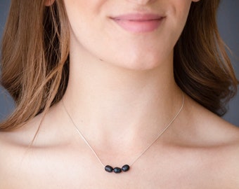 Zilveren ketting - zoetwaterparelketting - zoetwaterparelketting - 925 sterlingzilveren parelketting - zwarte parelketting
