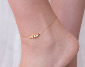 Bracelet de cheville en or - Bracelet de cheville en or - Bracelets de cheville pour femme - Bijoux de pied - Bracelet de pied - Bracelet de cheville de mariée - Bijoux d'été - Bijoux de plage