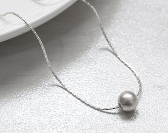 Silver Bead Necklace, Bead Pendant Necklace, Minimal Necklace, Minimalist Jewelry, Delicate Silver Necklace, Classic Necklace, Beaded Neckla