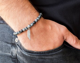 Men's Beaded Bracelet - Men's Strech Bracelet - Men's Bracelet - Men's Jewelry - Men's Gift - Husband Gift - Boyfriend Gift - Gemstone