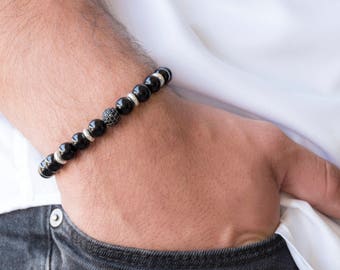 Men's Beaded Bracelet - Men's Strech Bracelet - Men's Bracelet - Men's Jewelry - Men's Gift - Husband Gift - Boyfriend Gift - Gemstone