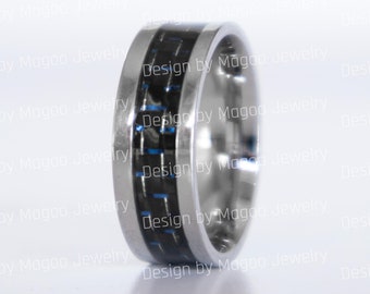 Ring Navy Blue Stainless Steel Mesh Watch Navy Blue Stainless Steel Mesh Ring for Men, Women. Chic  main image 3