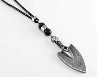 Collana da uomo - Collana con lancia da uomo - Collana in pelle da uomo - Gioielli da uomo - Regalo per uomo - Regalo per fidanzato - Regalo per marito - Regalo per lui
