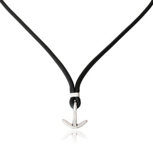 Men Necklace, Men Choker Necklace, Men Faux Leather Necklace, Men Anchor Necklace, Men Vegan Jewelry, Men Vegan Necklace, Boyfriend Gift