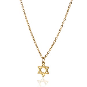 Gold Magen David Pendant Necklace, Tiny Star Of David Pendant Necklace, Stainless Steel Jewish Religious Judaica, Jewish David Star Necklace image 2