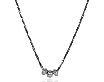 Collier de perles pour homme, collier chaîne noire homme, long collier homme, bijoux homme noir, collier chaîne homme étanche, cadeau Bff pour homme,