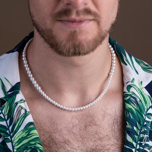 Mens Pearl Necklace, Mens Beaded necklace, Masculine Necklace, Mens Unique Pearls Necklace, Mens Necklace, Mens Jewelry, Mens Gift,