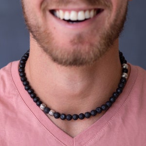 Men&#39;s Necklace - Men&#39;s Beaded Necklace - Men&#39;s Choker Necklace - Men&#39;s Jewelry - Men&#39;s Gift - Boyfriend Gift - Husband Gift - Guys Jewelry