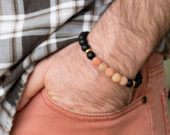 Men's Beaded Bracelet - Men's Strech Bracelet - Men's Bracelet - Men's Jewelry - Men's Gift - Husband Gift - Boyfriend Gift - Gemstone