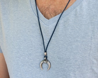 Men's Necklace - Men's Silver Necklace - Men's Leather Necklace - Men's Jewelry - Men's Gift - Boyfriend Gift - Husband Gift - Guys Jewelry