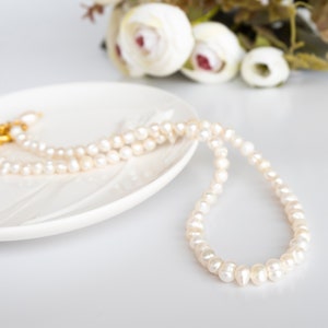 Classic White Fresh Water Pearls Dainty White Pearl Necklace Pearl Necklace dainty pearl choker Bridal necklace Wedding Necklace image 2