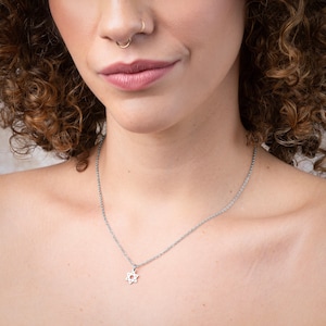 Silver Star of David Pendant Necklace, Tiny Magen David Pendant Necklace, Stainless Steel Jewish Religious Judaica, Jewish Star Necklace