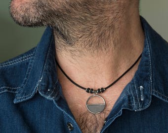 Men's Necklace - Men's Choker Necklace - Men's Leather Necklace - Men's Jewelry - Men's Gift - Boyfriend Gift - Husband Gift - Gift For Him