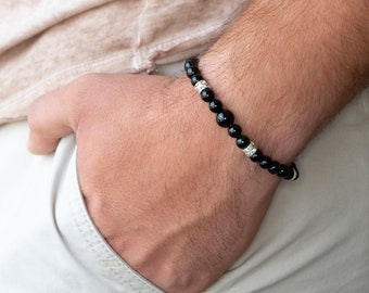 Men's Beaded Bracelet - Men's Strech Bracelet - Men's Gemstone Bracelet - Men's Bracelet - Men's Jewelry - Men's Gift - Husband Gift - Male