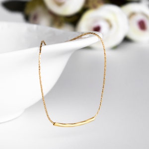 Minimalist Curved Tube Bar Necklace, Gold Tube Necklace, Gold Filled Necklace, Delicate Necklace, Minimal Necklace, Simple Necklace, Classic