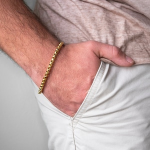 Pulseira masculina de aço inoxidável com corrente dourada, joias masculinas, pulseira de corrente grossa e ousada, joias de estilo moderno, pulseira hipoalergênica | Eylon