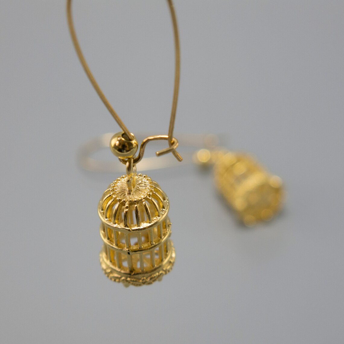 Bird Cage Earrings Gold Earrings Long Earrings Statement Etsy
