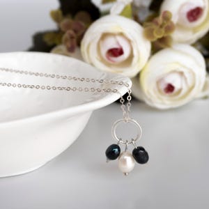 Silver Necklace - Fresh water Pearl Necklace - Fresh Water Pearl Necklace - 925 Sterling Silver Pearl Necklace - Black Pearl Necklace