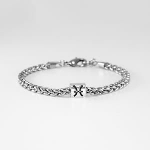 Mens Personalized Silver Chain Bracelet, Custom Men Bracelets, Zodiac Bead Bracelet for Men, Your Sign Gift Dad Boyfriend Husband  (Astral)