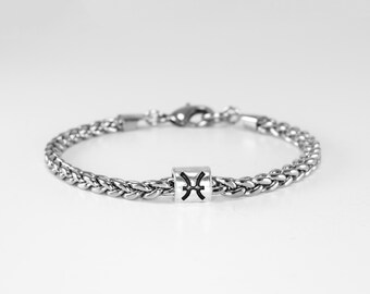 Mens Zodiac Bracelet, Personalized Chain Bracelet, Custom Men Bracelets, Zodiac Bracelet for Men, Custom Rope Bracelet, Horoscope Bracelet