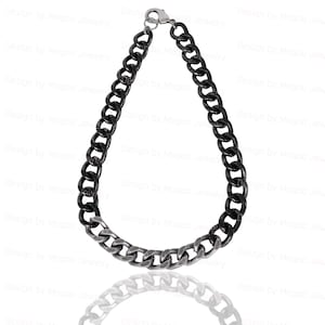 Men Heavy Choker Necklace, Men Chain Choker Necklace, Mens Chunky Silver & black Necklace, Masculine Necklace, Men Thick Silver choker