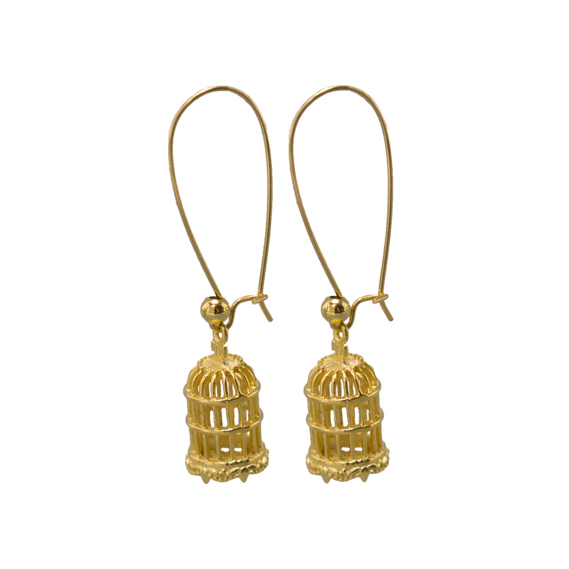 Bird Cage Earrings Gold Earrings Long Earrings Statement Etsy