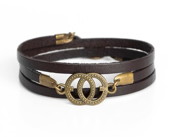 Pulsera de hombre - Pulsera de cuero para hombre - Pulsera infinita para hombre - Joyería para hombre - Regalo para hombre - Regalo para novio - Regalo para marido - Joyería de cuero para hombre