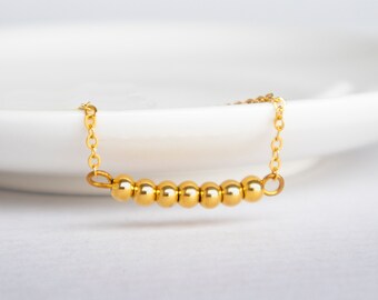 Bracciale con perline d'oro, braccialetto con perline delicato, braccialetto a catena d'oro per le donne, braccialetto con perline delicato, braccialetto a catena con perline, gioielli con perline