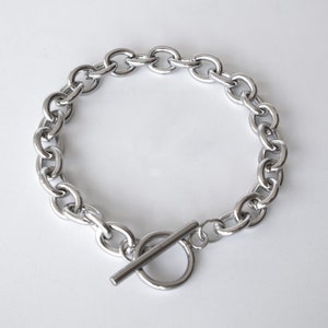 Stainless Steel Bracelet for men, Mens Heavy Metal Bracelet, Mens Thick Silver Bracelet, Minimal Mens Silver Bracelet, Modern chain bracelet