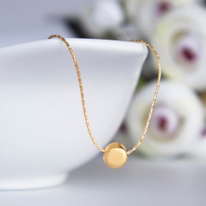 Gold Bead Necklace, Simple Circle Necklace, Delicate Necklace, Dot Necklace, Minimal Necklace, Minimalist Jewelry, Classic Necklace, Gifted image 2