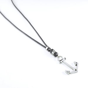 Men Necklace - Men Anchor Necklace - Men Silver Necklace - Men Leather Necklace - Men Jewelry - Men&#39;Gift - Boyfriend Gift - Husband Gift