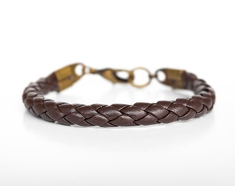 Pulsera de cuero para hombre, Pulsera de cuero boho, Pulsera de cuero genuino, Pulsera de cuero marrón, Joyería moderna para hombre, Pulsera tejida