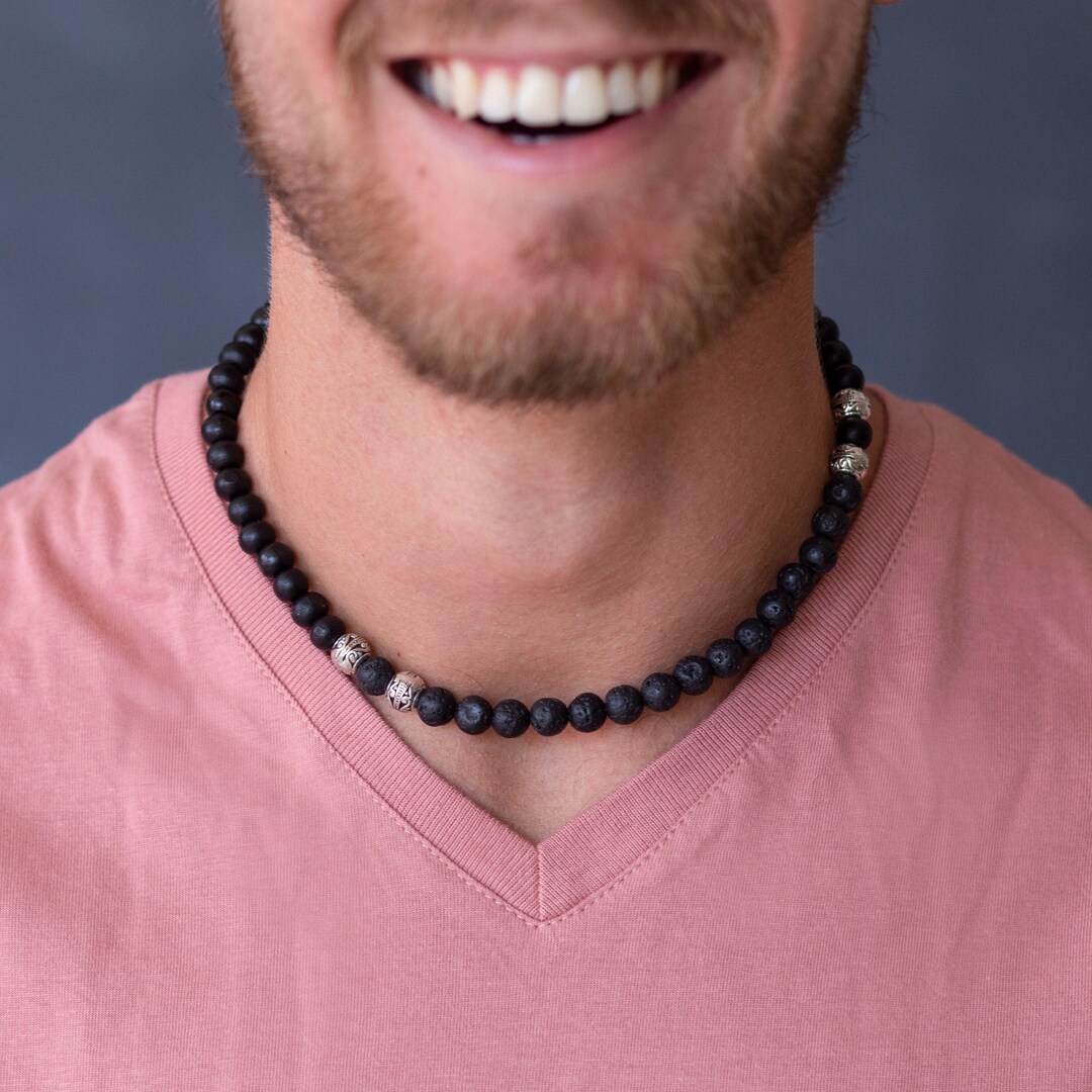 Men's Necklace Men's Beaded Necklace Men's Etsy