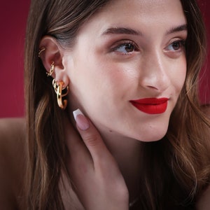 Golden Thick Huggie Hoop Earrings, Plain Hoops, Gold Chunky Hoops, Round Hoop Earrings, Chunky Hoop Earrings, Gold Thick Boho Style Hoops