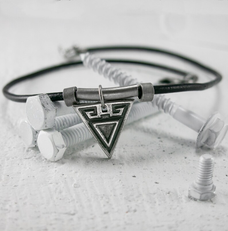 Men Geometric Necklace Men Gift Guys Gift Men Jewelry Men Choker Necklace Men Leather Necklace Boyfriend Gift Men Necklace