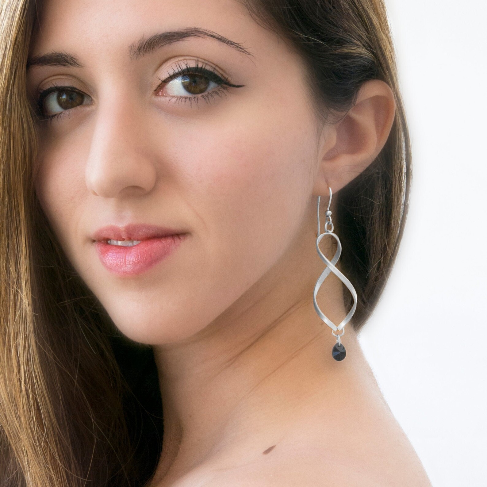 Silver Swirl Earrings Silver Crystal Earrings Delicate Etsy