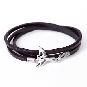 Brown leather bracelet, Men&#39;s leather jewelry, Men&#39;s Wrap Bracelet, Urban bracelet, Marine bracelet, Men leather bracelet, Whale bracelet